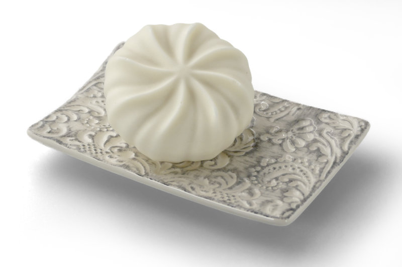 Bild Seifenschale Ornamente grau mit Seife Seifenschale Ornamente grau Seife